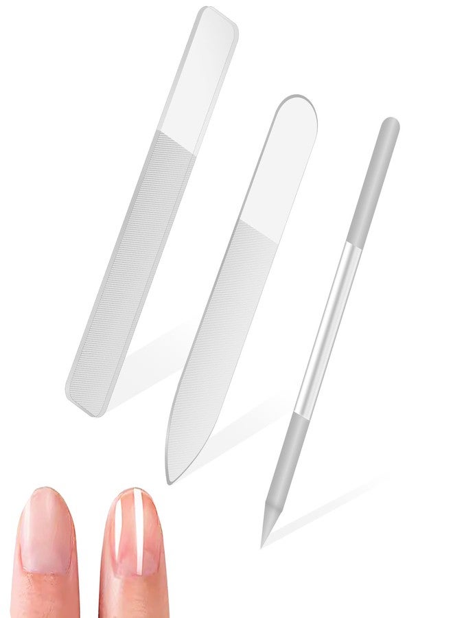 Styquenzer 3 PCS Glass Nail Files for Natural Nails, Glass Nail Buffer and Shine Kit Professional Crystal Manicure Tools Double Sided Manicure Pedicure Tools Nails Kit for Shaping Buffing and Polishing Nailes - Image 1